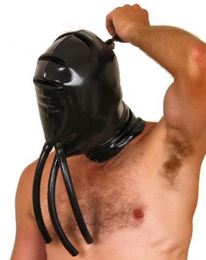 rubber inflatable hood with breath tubes