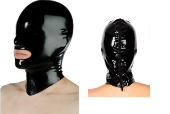 latex zippered hood with nose and mouth