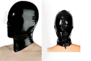 latex mask with nose holes and zipper